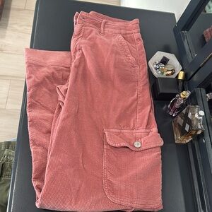 AE super high-rise baggy wide leg corduroy cargo pink